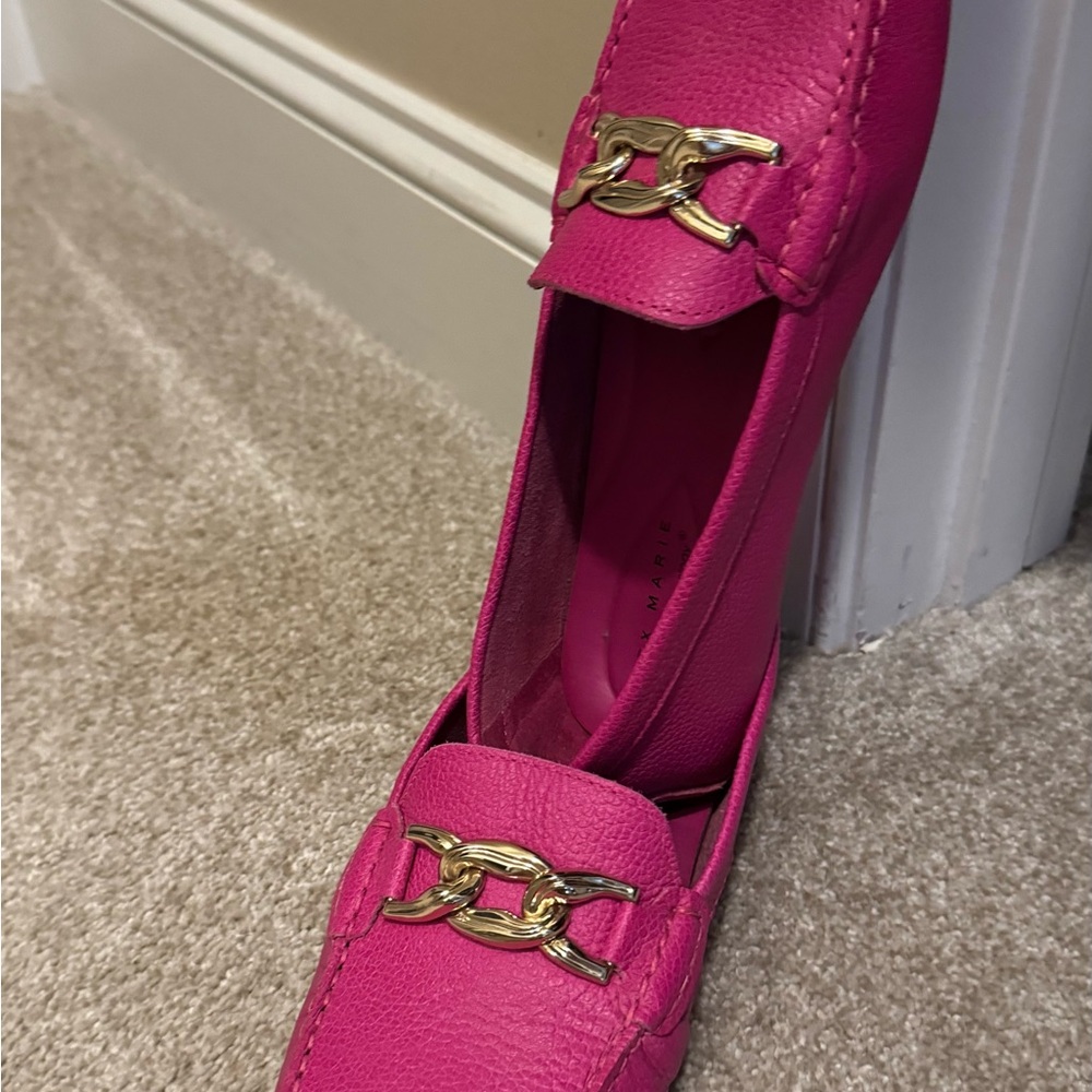 Women's Pink Loafers with Gold Accent